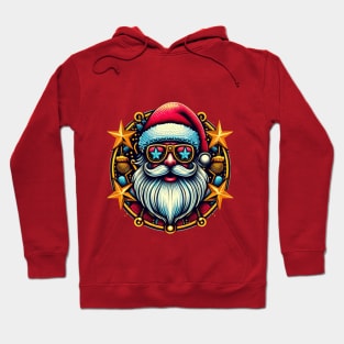 Christmas Santa Popstar embroidery style 18 Hoodie